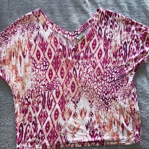 Chico's linen Pink and Orange Patterned Crop Top